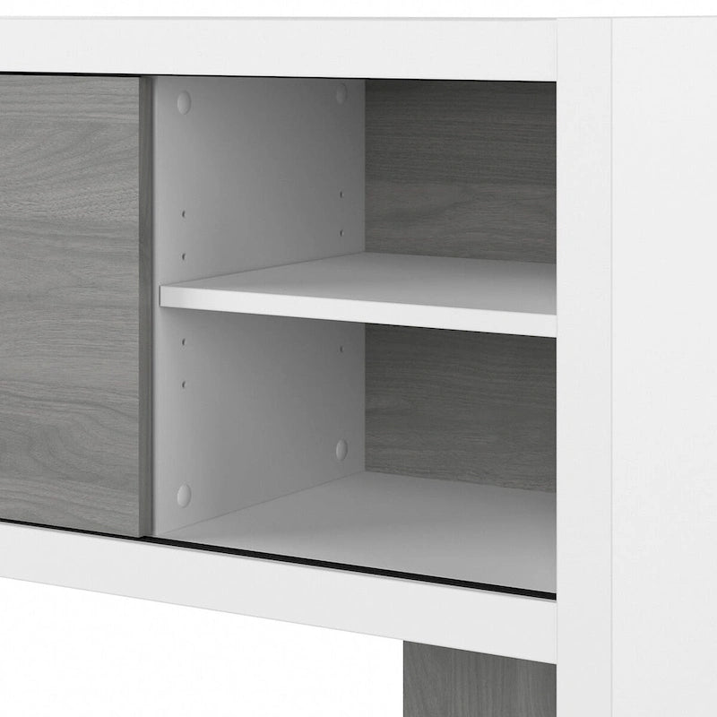 72W Contemporary Desk Hutch with Sliding Doors and Adjustable Shelves